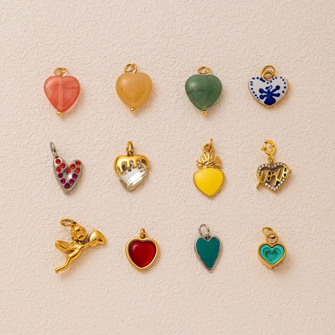Roestvrij Staal Hart Engel Cupido Hanger Kleurrijke Strass Emaille Bedels DIY Ketting Armband Sieraden Voor Dames