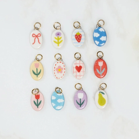 Dopamine Style Stainless Steel Pendant Necklace Colorful Enamel Heart Bowknot Flower Strawberry Jewelry For Women Gift