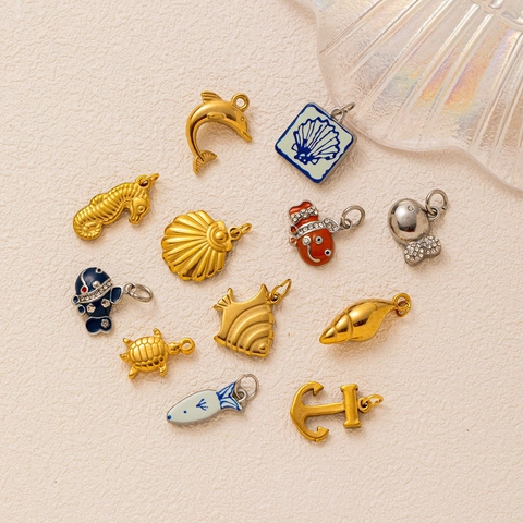 Oceaan Thema Roestvrij Staal Zeedieren Hanger Ketting Goud Zilver Vergulde Schildpad Dolfijn Vis Hanger Sieraden Cadeau