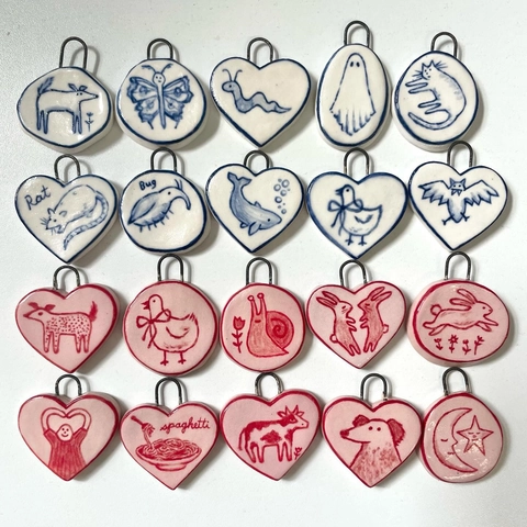 Handmade Ceramic Animal Pendant Stainless Steel Necklace Artistic Blue And White Porcelain Style Jewelry For Unisex