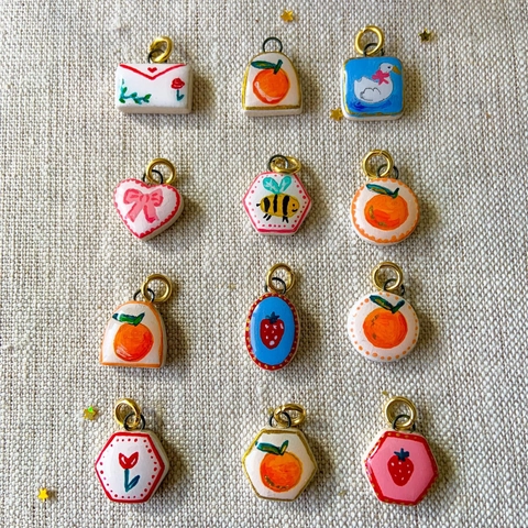 Colorful Dopamine Copper Necklace For Women Men Hand Painted Strawberry Orange Flower Envelope Pendant Electroplated Gold Chain Jewelry