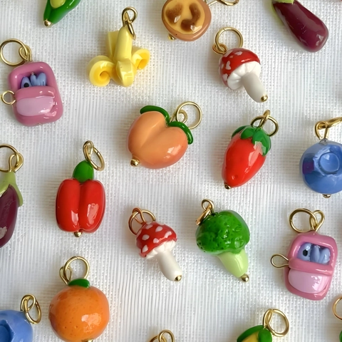 Collier Pendentif DIY Fruits et Légumes en Acier Inoxydable Plaqué Or 18K Émail Strass Bijoux pour Hommes Femmes