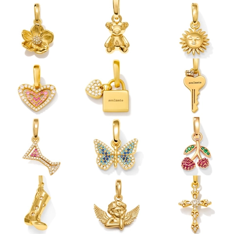 18K Gold Plated Stainless Steel Rhinestone Butterfly Heart Angel Cross Pendant Necklace For Women DIY Jewelry Accessories