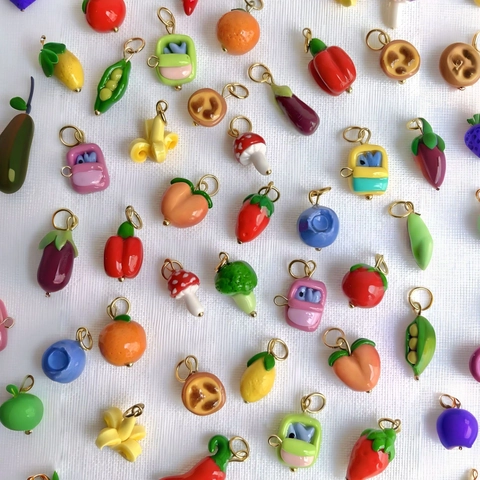 Collier Pendentif DIY Fruits et Légumes en Acier Inoxydable Plaqué Or 18K Émail Strass Bijoux pour Hommes Femmes
