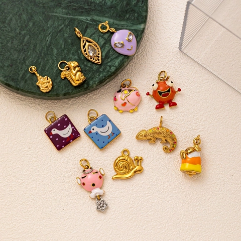 Edelstahl Emaille Tier Anhänger Halskette Mit Strass Lustige Delfin Schnecke Eichhörnchen Charme Für Damen DIY Schmuck Geschenk
