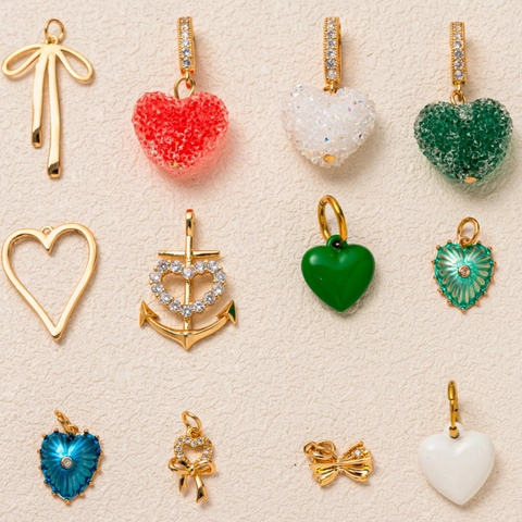 Stainless Steel Heart Bowknot Pendant Necklace For Women Men Enamel Zirconia Paperclip Curb Chain Carabiner Spring Clasp Jewelry