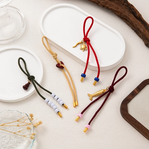 Ciondolo per Borsa in Corda Intrecciata in Acciaio Inossidabile di Moda Portachiavi Creativo Pesce Cuore Zucca Stella per Decorazione Borsa Donna