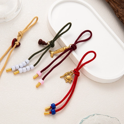 Portachiavi in Corda Intrecciata di Moda Ciondolo in Lega Oro Pesce Zucca Stella Cuore Pendaglio per Borsa Gioielli Minimalisti per Donna Regalo