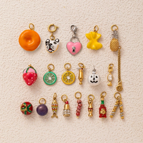 Pendentif Citrouille Halloween en Acier Inoxydable DIY Fabrication de Bijoux Charms Fruit Animal Émaillé Strass Accessoires Femme
