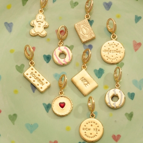 Collar con Colgante de Galleta Corazón Tetera Abeja de Acero Inoxidable para Mujer Hombre Joyería Bañada en Oro Regalo