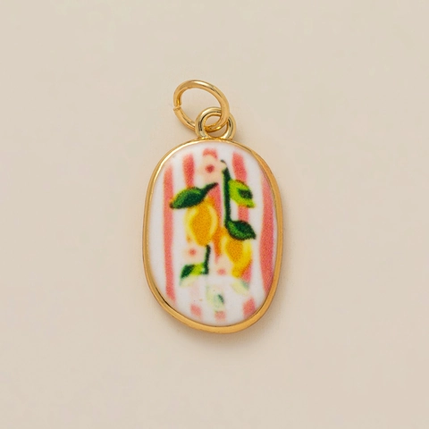 Summer DIY Pendants Heart Flower Fruit Printed Copper Electroplated Jewelry Making Charms Shoe Buckle Accessories Women Gift