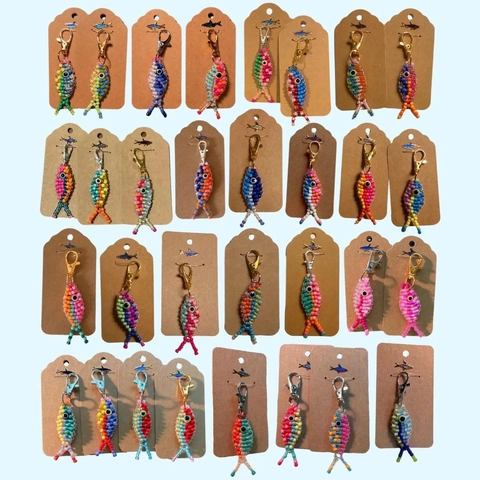 Ciondolo a Forma di Pesce in Perline Colorate Fatto a Mano Portachiavi Collana a Catena in Rame Galvanizzato per Uomo Donna Gioielli Trendy
