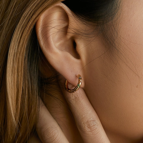 Orecchini a Cerchio Minimalisti in Rame con Strass Multicolore per Donna Placcati Oro Gioielli di Moda Geometrici Regalo