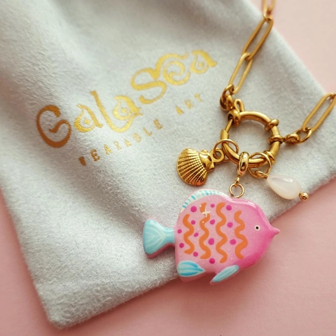 Fashion Gold Plated Copper Marine Animal Fish Shell Pendants DIY Jewelry Accessories Colorful Charms For Women Necklaces