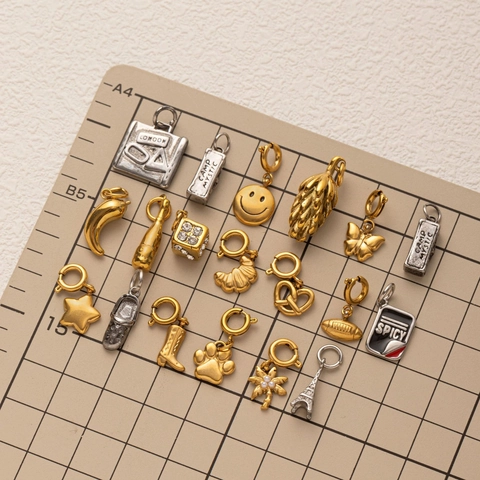 18K Verguld Roestvrij Staal Hangers Charms DIY Mode Sieraden Hart Vlinder Eiffeltoren Ketting Voor Dames