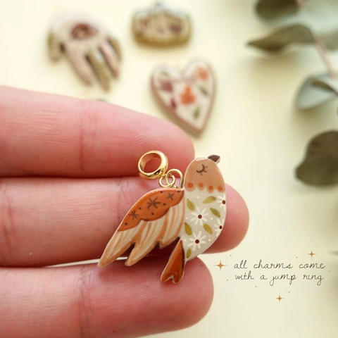 Vintage Kupfer Bunte Tropfölmalerei Anhänger Halskette Für Damen 18K Vergoldet DIY Vogel Kürbis Herz Charms Schmuck