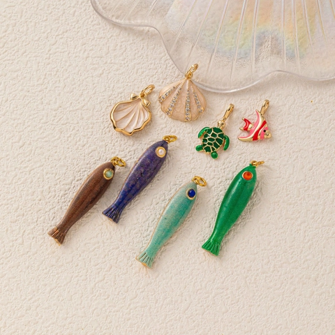 Oceaan Serie Zeeleven Hanger Ketting Messing 18K Verguld Vis Schelp Zeester Charms Voor DIY Sieraden Maken Vrouwen Accessoire