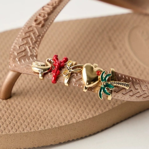 DIY Copper Shoe Charms Rhinestone Flip Flops Decoration Metal Lobster Coconut Tree Swan Heart Bow Summer Beach Accessories