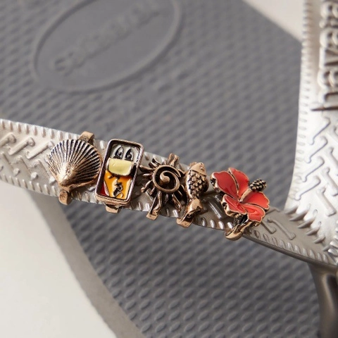 DIY Copper Shoe Charms Rhinestone Flip Flops Decoration Metal Lobster Coconut Tree Swan Heart Bow Summer Beach Accessories