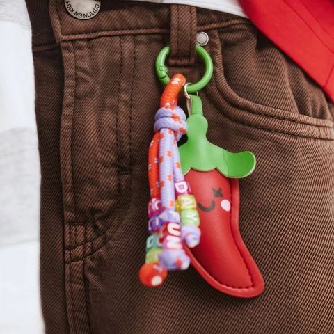 Portachiavi Creativo Serie Frutta Cibo Calcio Per Donna Ciondolo Borsa In Corda Intrecciata Ciliegia Peperoncino Croissant Accessorio