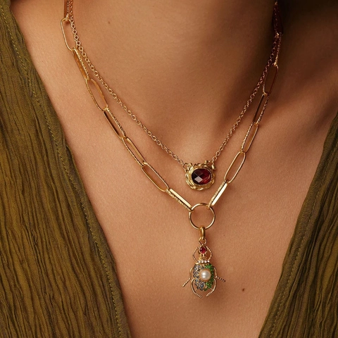 Copper Heart Moon Star Shell Insect Pendants With Rhinestone Artificial Pearl For DIY Jewelry Making Pendants Accessories