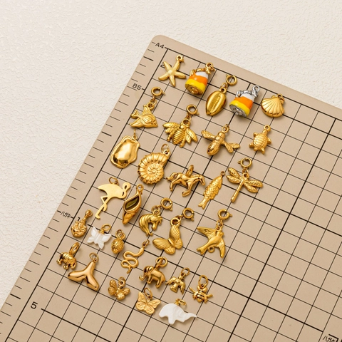 Stainless Steel DIY Pendant Accessory Vacuum Gold Plated Butterfly Shell Animal Marine Life Charm For Necklace Bracelet Jewelry Making