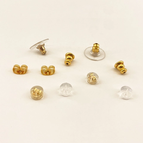 Brass 18K Gold Plated Earring Backs Stoppers Silicone Butterfly Clutch Bullet Hamburger Disk Earring Back Only For Women
