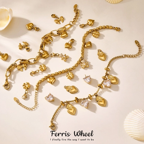 Fashion Stainless Steel Multi-Charm Bracelet For Women Heart Star Teddy Bear Zircon Pendant Gold Silver Adjustable Bracelet Jewelry