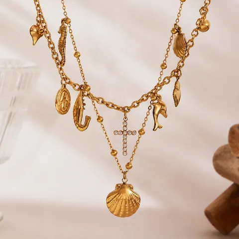 Parure Bijoux Acier Inoxydable Zirconia Croix Coeur Pendentifs Or Argent Collier Bracelet DIY Cadeau Femmes