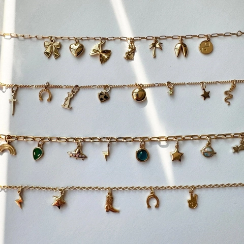 Vintage Stainless Steel 18K Gold Plated DIY Charms Pendant For Jewelry Making Mixed Shapes Bowknot Heart Cross Strawberry Pendant Only Without Chain