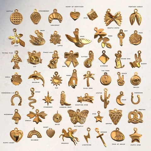 Vintage Stainless Steel 18K Gold Plated DIY Charms Pendant For Jewelry Making Mixed Shapes Bowknot Heart Cross Strawberry Pendant Only Without Chain