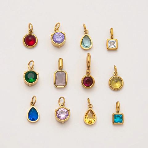 Collana con Ciondolo Pietra Natale in Acciaio Inossidabile Vintage Placcato Oro 18K Catena a Graffetta Regolabile DIY per Donna Uomo Gioielli Regalo
