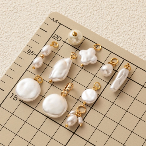 Accesorios de Collar de Colgante de Perla Artificial de Cobre Bañado en Oro para Mujeres Colgantes de Corazón y Cruz de Perla Artificial DIY Fabricación de Joyería