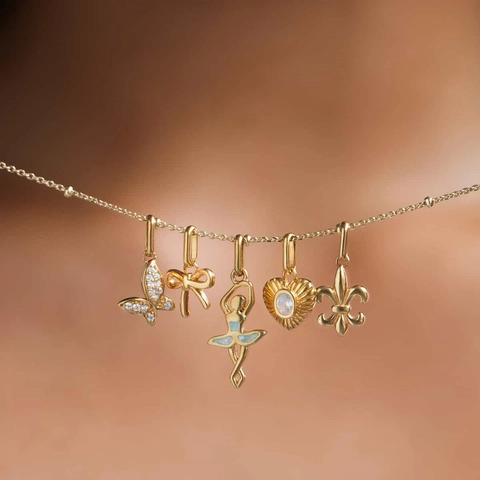 Stainless Steel 18K Gold Plated Pendant Necklace For Women Heart Butterfly Airplane Shape Rhinestone Artificial Pearl Jewelry