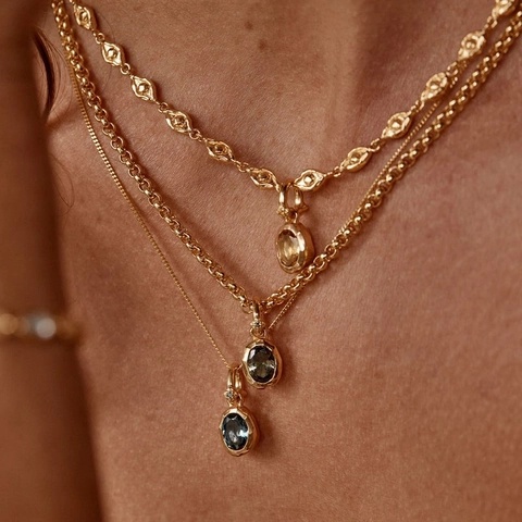 Collar Con Colgante De Piedra De Nacimiento Cobre Chapado En Oro Ovalado Circonita Meses Joyería Moda Regalo Mujeres
