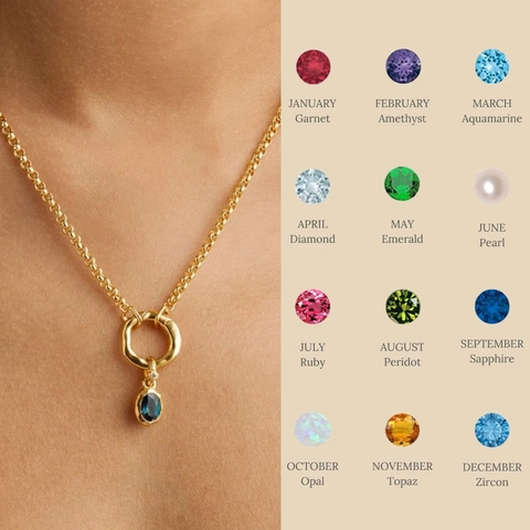 Vintage Koperen Zirkoon Geboortesteen Hanger Ketting Voor Vrouwen Verstelbare Ketting DIY Sieraden Cadeau Januari Tot December Verjaardagscadeau