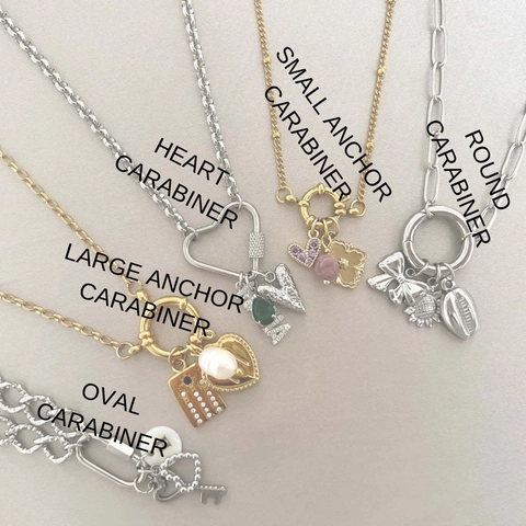 Stainless Steel Gold Plated Necklace DIY Open Ring Carabiner Heart Paperclip Artificial Pearl Chain Jewelry For Men Women