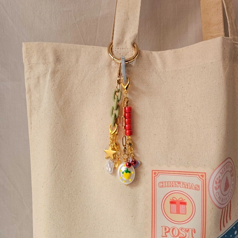 18K Vergoldetes Kupfer DIY Taschenanhänger Schlüsselanhänger Für Damen Süße Frucht Herz Anhänger Multi Element Taschenzubehör