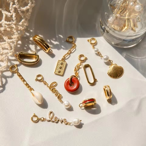 Pendentifs Océaniques en Acier Inoxydable Avec Perle Artificielle Zirconia Émail Coquillage Hippocampe Étoile de Mer Bijoux DIY Femme