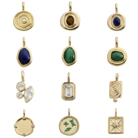 18K Gold Plated Stainless Steel Necklace For Women Vintage Pendant Lapis Lazuli Malachite Tiger Eye Geometric Jewelry Gift