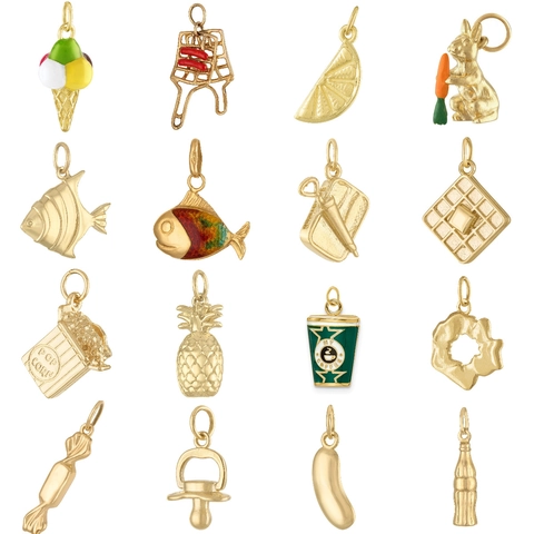 Stainless Steel 18K Gold Plated Food Fruit Ocean Series DIY Jewelry Charms Pendants For Women Bracelet Necklace Making