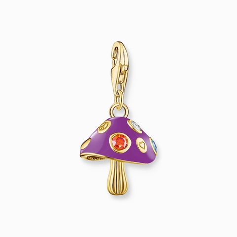 Stainless Steel Mushroom Butterfly Pendant Necklace 18K Gold Plated Enamel Rhinestone Charm Jewelry For Women Everyday Wear