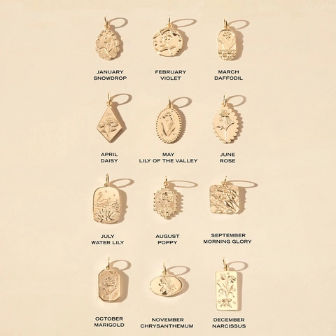 Collana con Pendente Fiore di Nascita in Acciaio Inossidabile Placcato Oro 18K Rilievo Floreale Catena a Graffetta Donna Gioielli