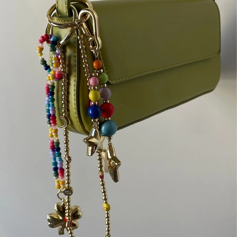 Handmade Woven Colorful Beaded Bag Charm Bohemian Evil Eye Star Heart Mushroom Pepper Keyring Accessory For Women Handbag Decoration