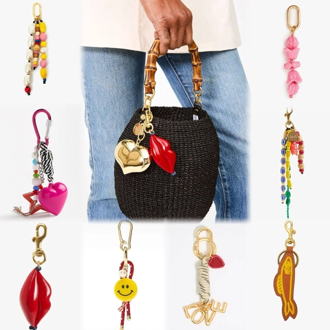 Ciondolo per Borsa alla Moda Accessori Gioielli DIY Lega Perla Artificiale Strass Cuore Fiore Pendente Portachiavi per Borsa da Donna