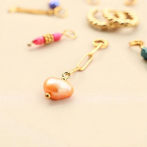 Edelstahl DIY Anhänger Halskette Für Damen 18K Vergoldet Künstliche Perle Jade Optik Herz Sonne Stern Pilz Schmuck
