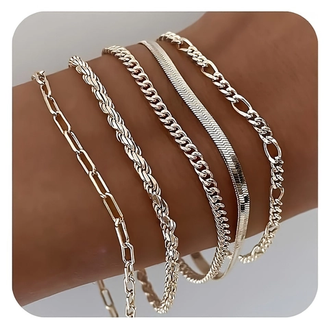 Edelstahl Schlangenknochenkette Halskette Für Damen Gold Silber Plattiert Figaro Twist Rope Büroklammer Kette Mehrlagige Halskette Armband Vielseitiger Schmuck