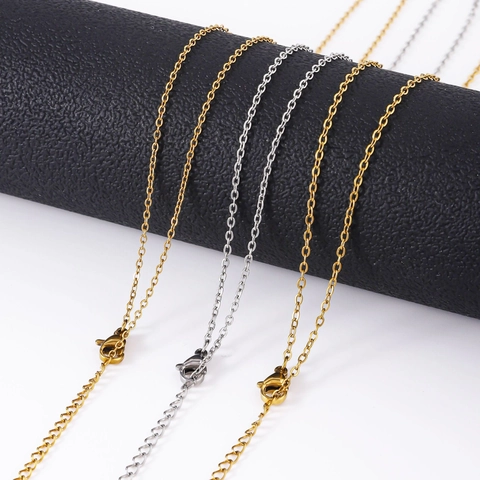 Hammered Stainless Steel Cross Chain Necklace Basic O-Chain With Lobster Clasp Extension For DIY Jewelry Making Accessories