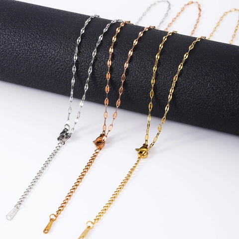 Stainless Steel Lip Chain Necklace For Women Minimalist Gold Silver Rose Gold Plated Fashion Jewelry Clavicle Chain Gift