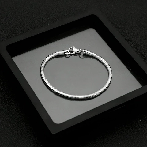 Stainless Steel Round Snake Chain Bracelet For Men Women Hip Hop Minimalist Polished Metal Link Chain Fashion Jewelry